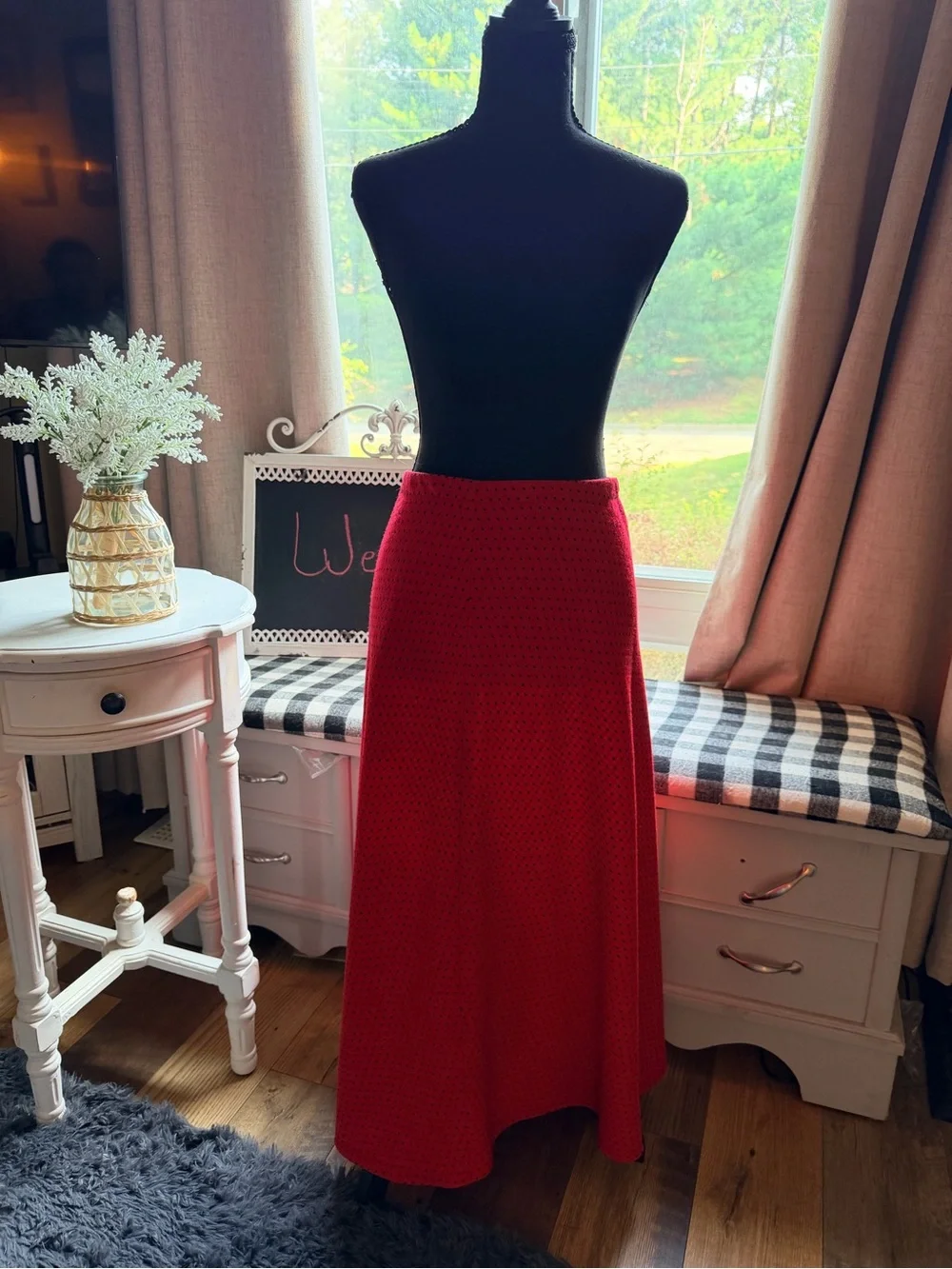 Red Maxi Skirt - Elegant Everyday A-Line
